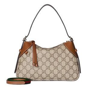 Gucci Emblem Small Shoulder Bag Beige Brown NWT